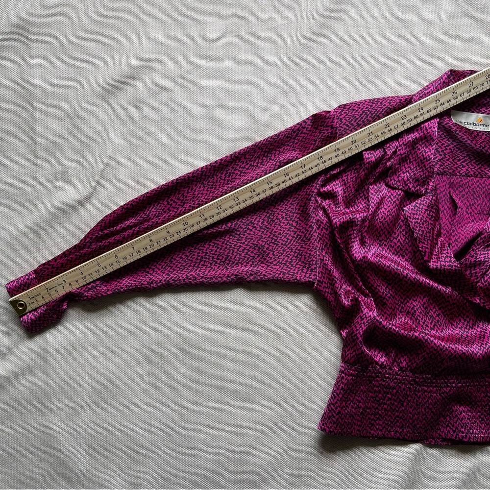 Structured Shoulder Blouse VTG 80s Liz Claiborne 8 Office Dopamine Dressing Pink - Picture 11 of 12